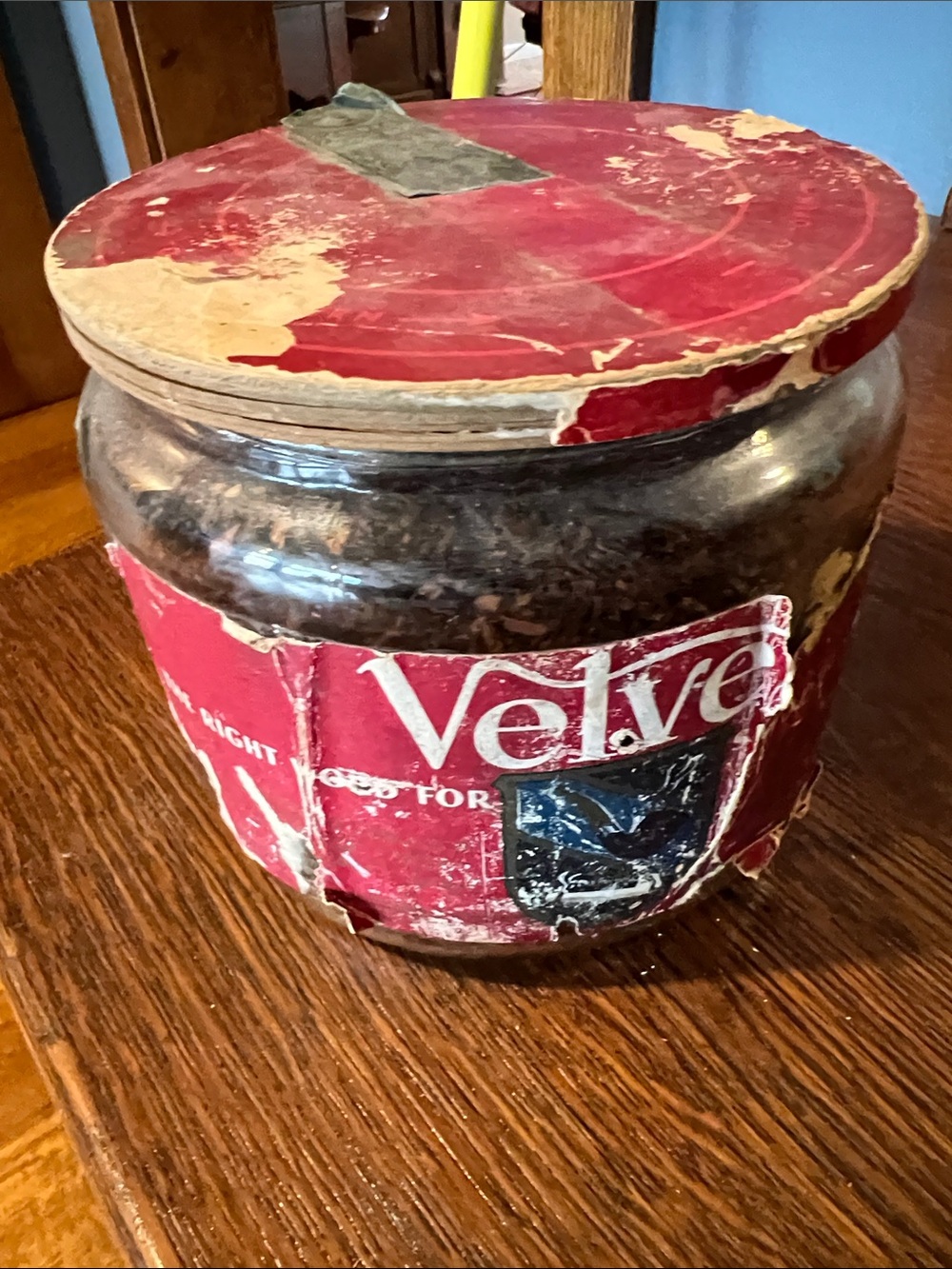 Velvet Red Glass Pantry Jar with Red Label